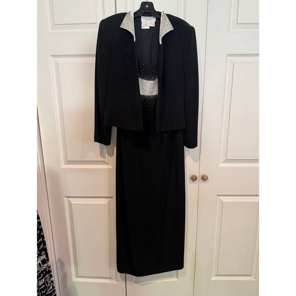 Vintage Daymor Couture Black Dress Suit Silver Embellished Evening Party - Picture 1 of 11